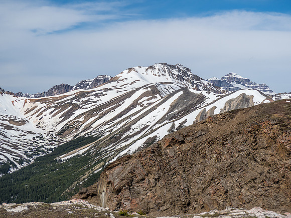 A very distant Landslide Peak is making me question wearing light approach shoes - there's a lot of snow back there!