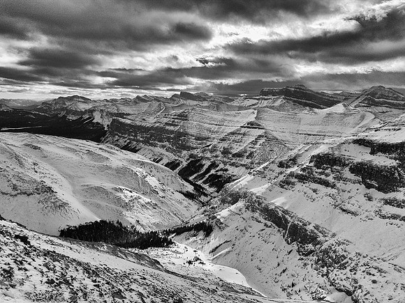 Devils Head is impressive from the east, but barely visible in front of Costigan at center here.