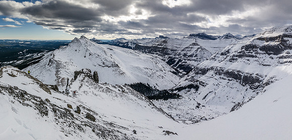 The slog up to the south ridge crossed over the top of a large avalanche slope which had a thick crust (slab) on it.