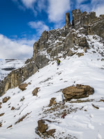 Phil and Wietse head up to the crux.