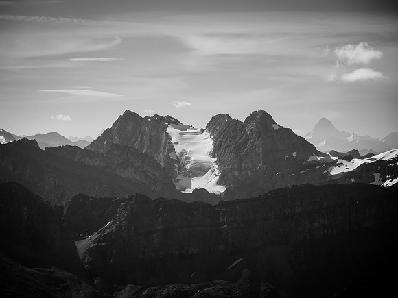 The north faces of Ptarmigan and Pika sport a nice glacier.