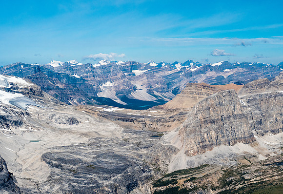Mount Mummery in the far distance over Noseeum Pass.