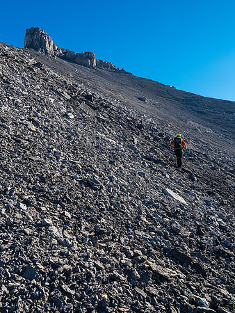 Still a long way to go on endless, loose scree.