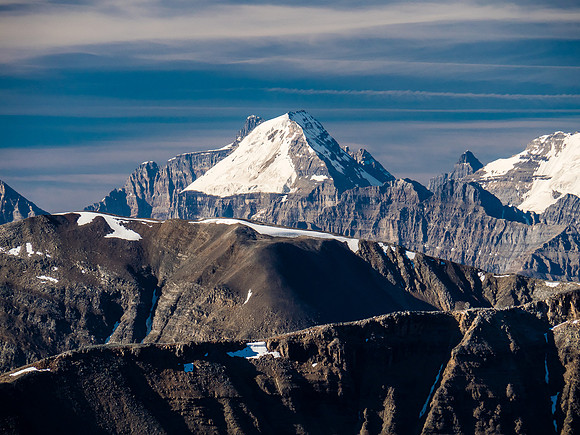 Mounts Hungabee, Lefroy and Biddle.