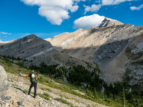 Phil takes in the lovely Little Hector as we start traversing to Hector Pass.