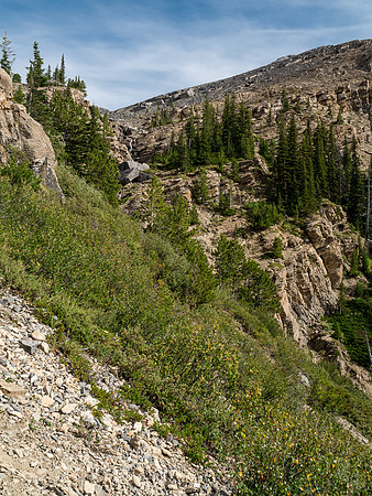 Dropping down into Hector Creek under the headwall.