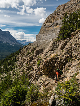Phil on the moderate headwall route.