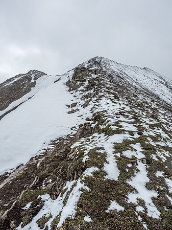 Looking back at Phil and the NW ridge to the false summit.