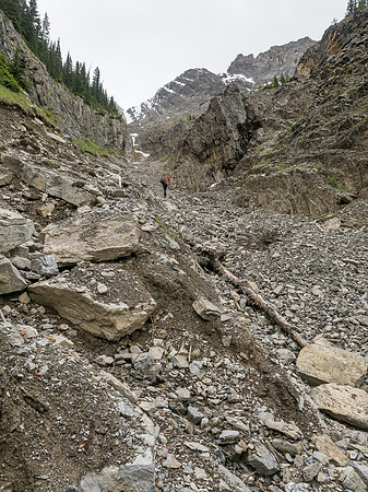 Now we're in the right drainage. It wasn't the most pleasant terrain and with the col above choked with snow