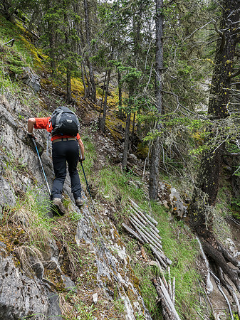 Aunt Edna would not like this section! I descended back to the creek and ascended loose dirt slopes to the right of this part.