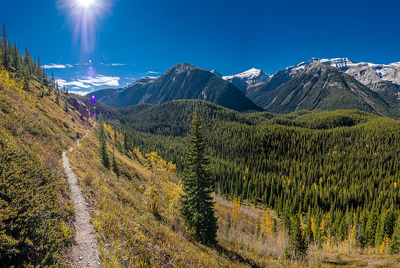 Looking back along the traverse, peaks visible include Indian and Nestor.