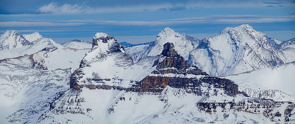 Molar Mountain in front of the Three Brothers (Deluc) and Little Cataract Peak.