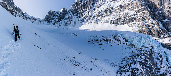You don't want to get caught in a slide here. The snow was a bit punchy but as you can see, pretty thin.