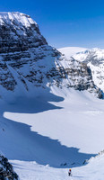 As you can see, this is a pretty steep slope. You definitely want stable conditions here and snow is vastly preferable to scree or ice.