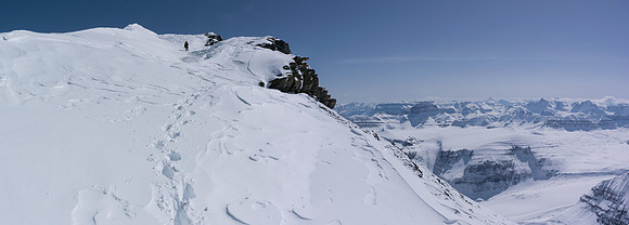 Near the summit, we had to ascend a steep snow bank to the final ridge.