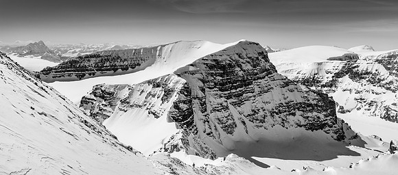 The terrain is steep enough that fresh snow or avalanche conditions are an issue - find Ferenc on the ridge below me.