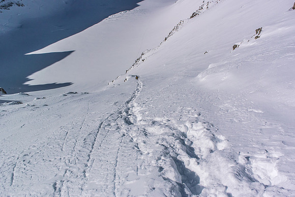Time to descend our up-track to the AA Glacier.