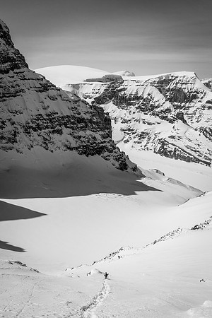 Steep, fast descent to the AA Glacier.