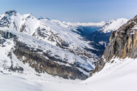 Ferenc is tiny in the huge terrain just above the AA Glacier headwall.