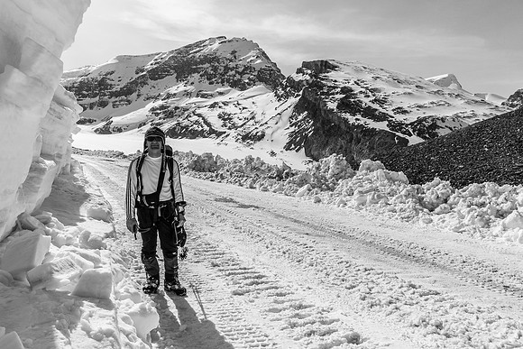 The road was being cleared in preparation for the snow coach icefield tours - there's still a LOT of snow here!