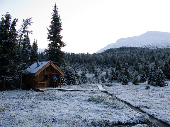 A frozen Jone's Cabin.