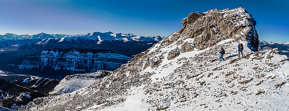 Descending the summit.