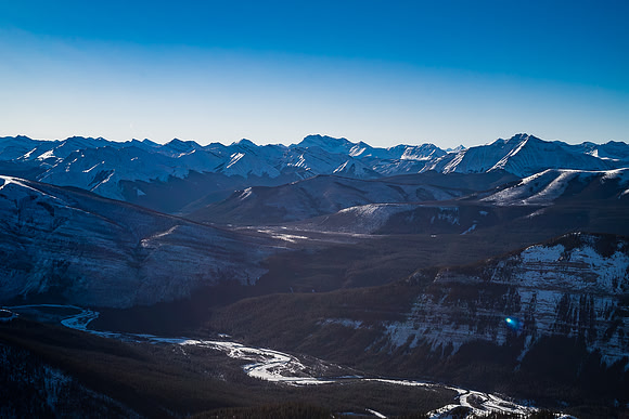 Looking between Labyrinth and Minos towards a distant Panther Peak with Dormer at right.