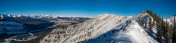 Great views towards Ya Ha Tinda Ranch off the ridge on Maze.