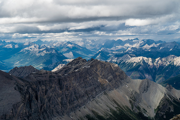 Mount Abruzzi at distant right with Joffre barely visible at distant center.