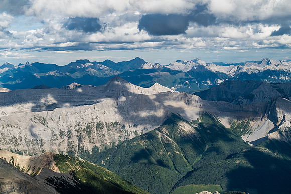 Mount Hadiken at center distance in shadow.