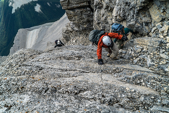 You need to trust your partners on these sections - one loose rock can kill or injure easily.