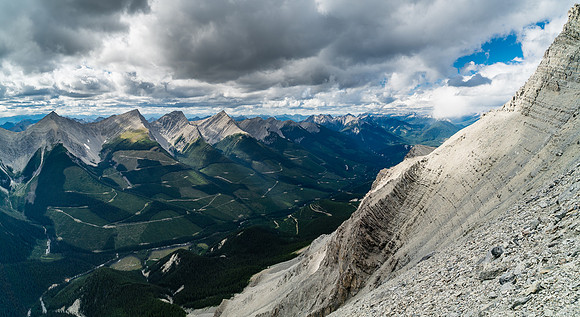 Looking back at the traverse and down Thunder Creek at center.
