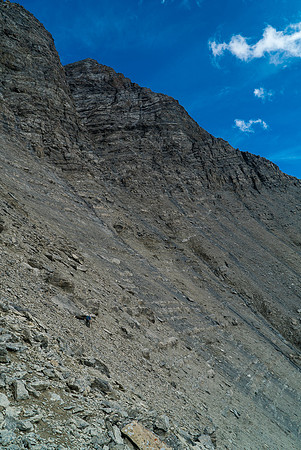 Again - find Eric for an idea of the terrain size on the traverse. The biggest issue isn't falling yourself, it's stuff falling on top of you from high above.