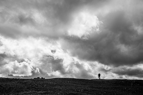 Heading to Folk / Harrison col with some wild clouds adding atmosphere.