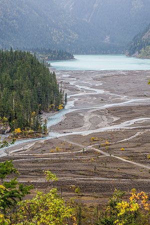 At the back of Kinney Lake - you can spot the foot bridge across the Robson River if you look closely.