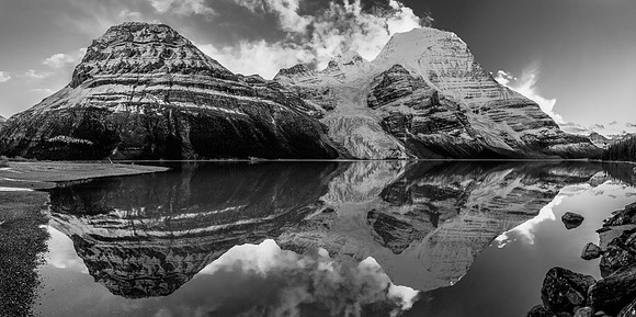 The sky cleared out in the evening and gave me this great shot of Robson and Rearguard reflected in Berg Lake.