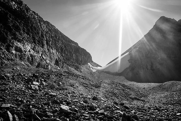 Heading up to the Fortress col in the hot sun.