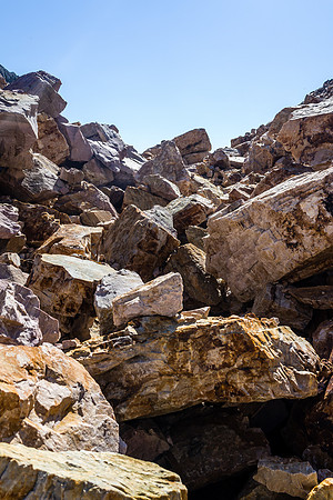 Huge, loose, shifting boulders at the Fortress Col.