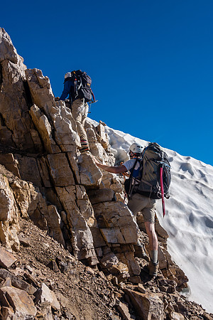Bailing the lower ascent gully.