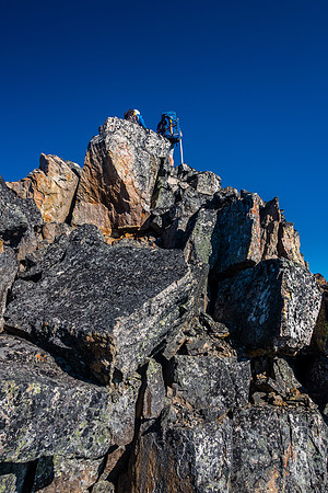 Loose, blocky terrain near the summit ridge.
