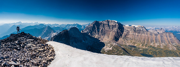 Ben tops out from the difficult section with gorgeous views into Catacombs valley.