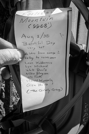 The summit register had one entry and we know that this group built the summit cairn.