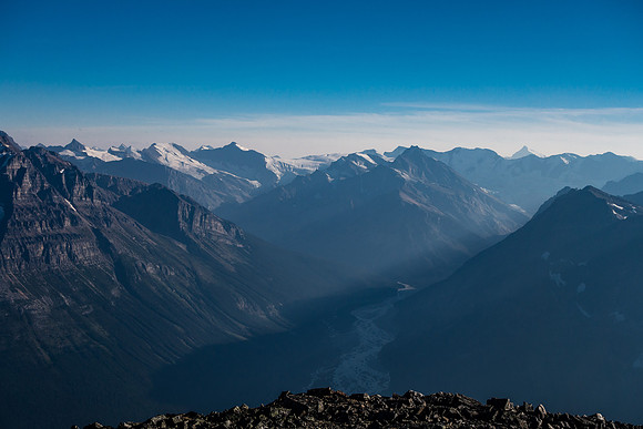 Views towards Wolf's Ears and the Chaba Icefield.