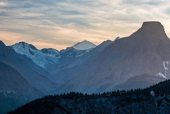 Looking up the Chisel Creek valley at Mount Clemenceau with Chisel Peak on the right.