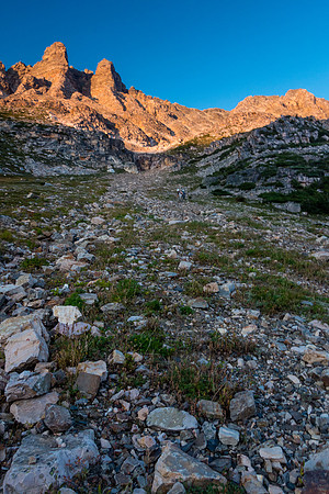 The 'devil horns' are lit - a key landmark to finding the scramble gully on Fortress.