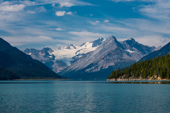 Serenity Mountain looks impressive at the far end of the lake.