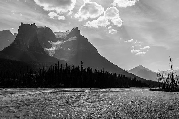 Quincy is a very impressive peak when seen from the Chaba River.