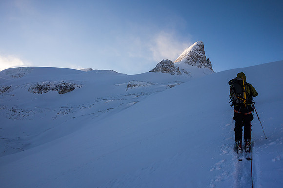 We roped up due to no visible tracks and early season conditions.