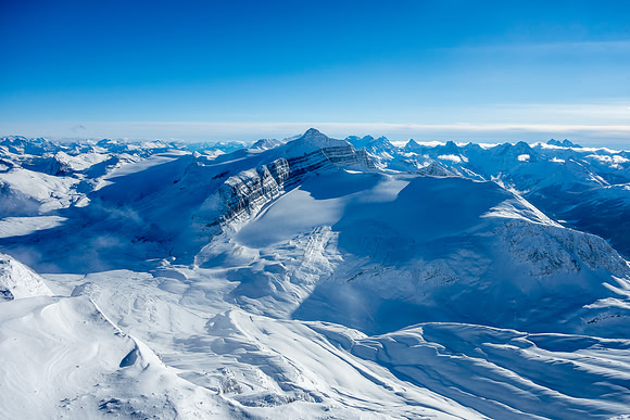 A breathtaking view of the king of the Wapta - Mount Balfour and the Diableret Glacier on it's NW flanks.