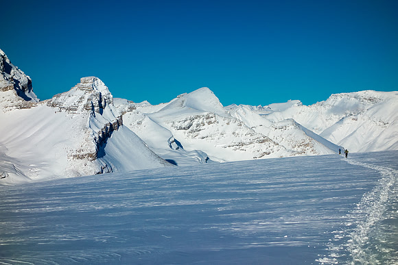 Skiing back, Portal on the left, Jimmy Simpson in the distance just left of center.